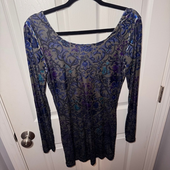 Free People Burnout Velvet Long Sleeve Bodycon Mini Dress - Picture 11 of 14